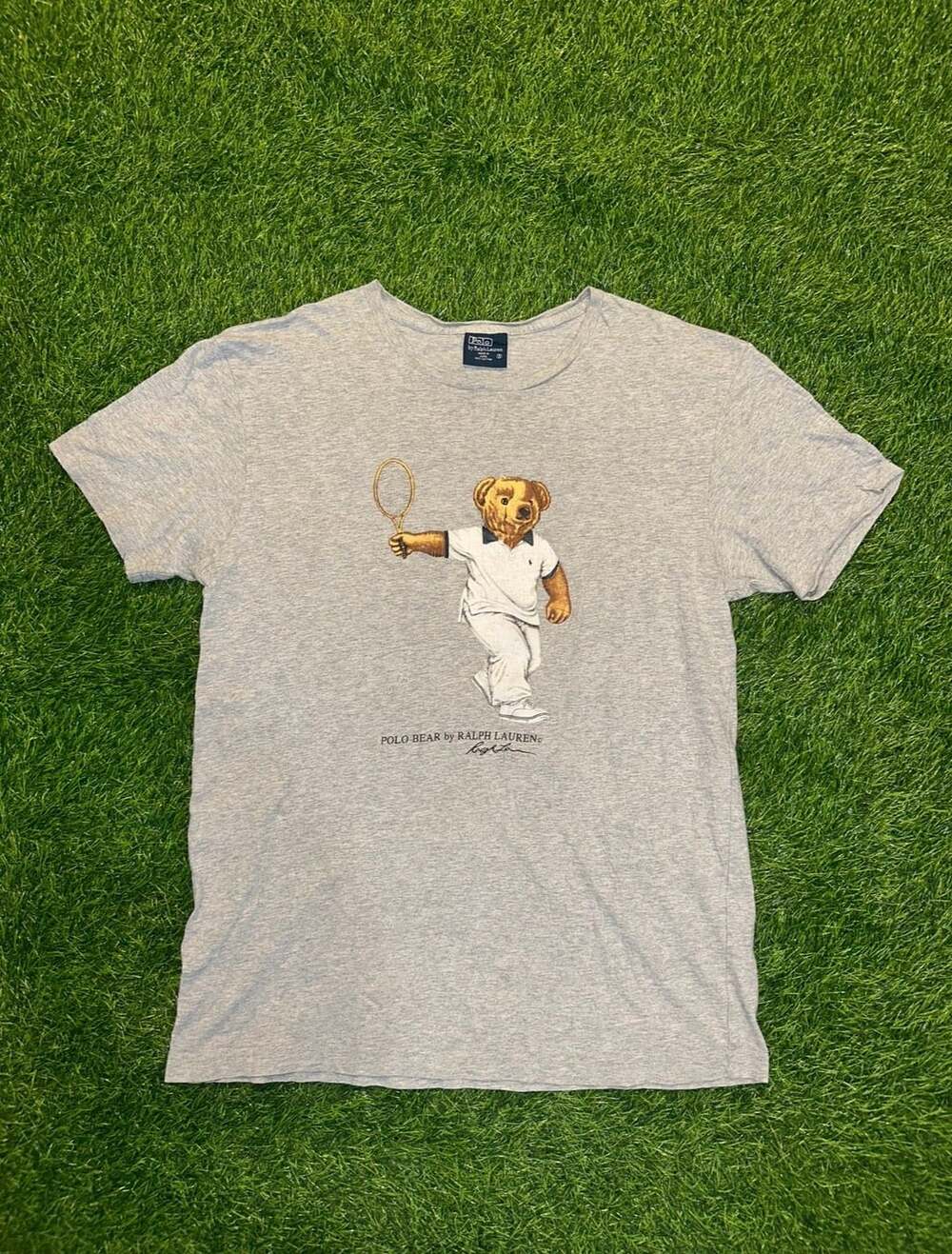 Polo Ralph Lauren Tennis Bear T-Shirt Size S Gray